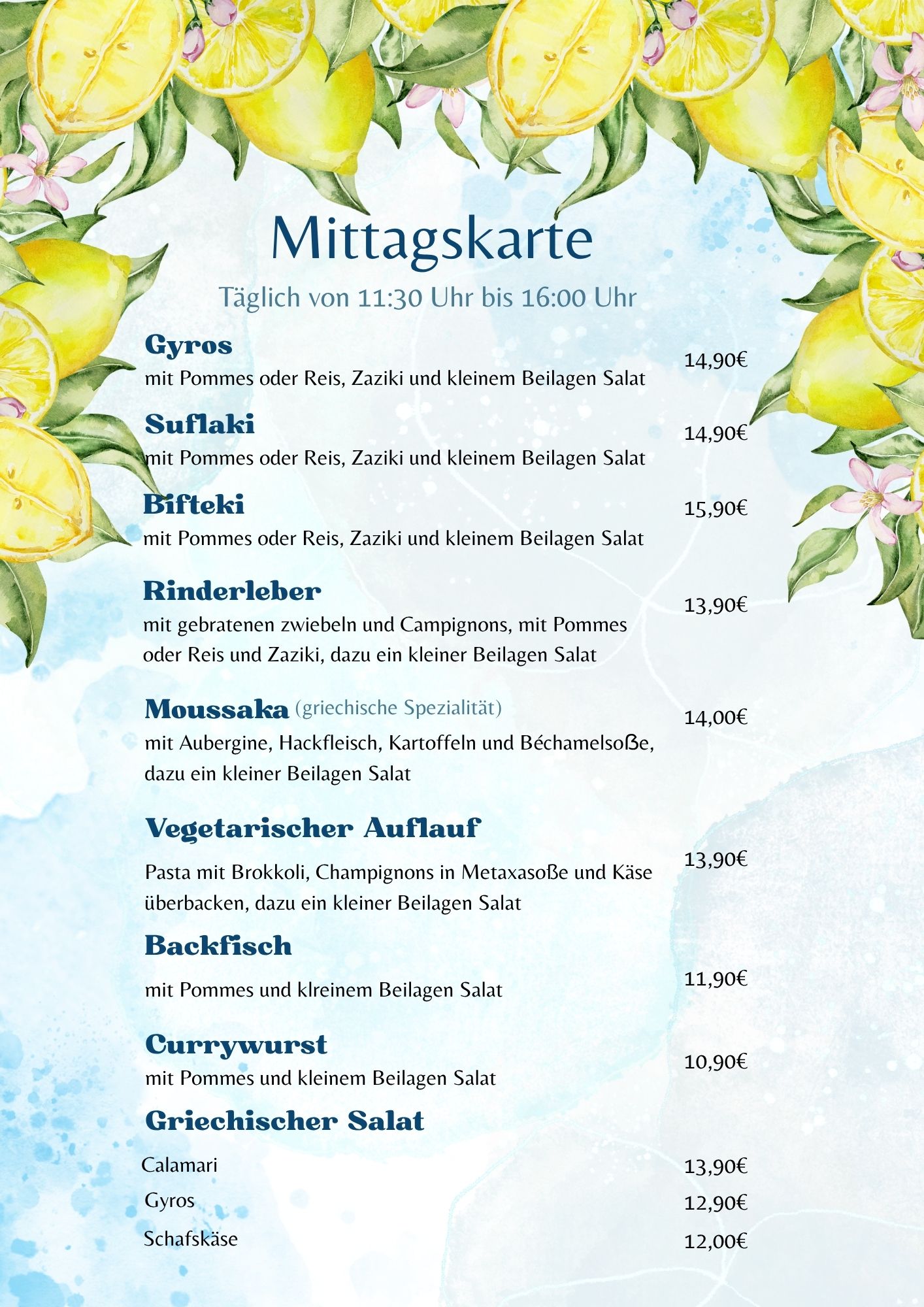 Mittagskarte